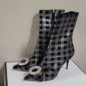 Gedebe Sakara Glitter Check Boots size 39.5
